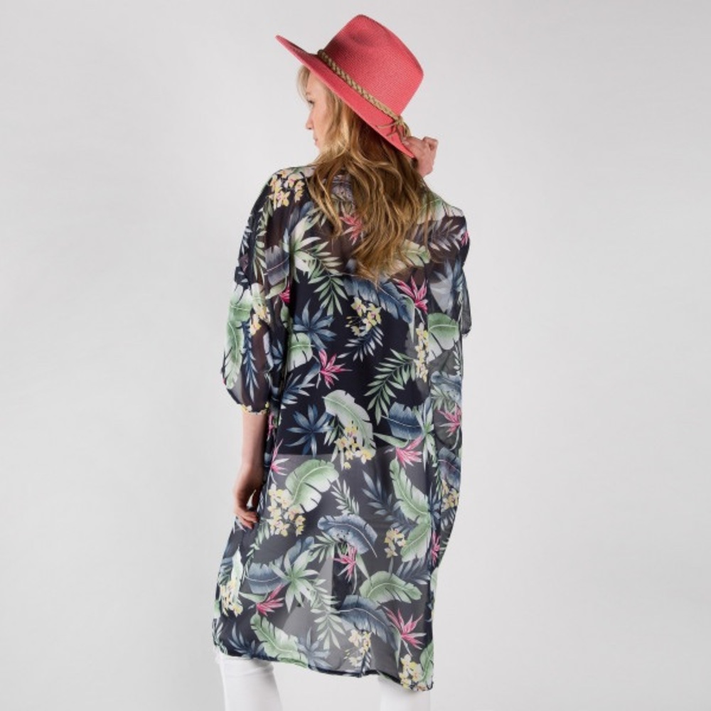 Tropical print kimono island vibes